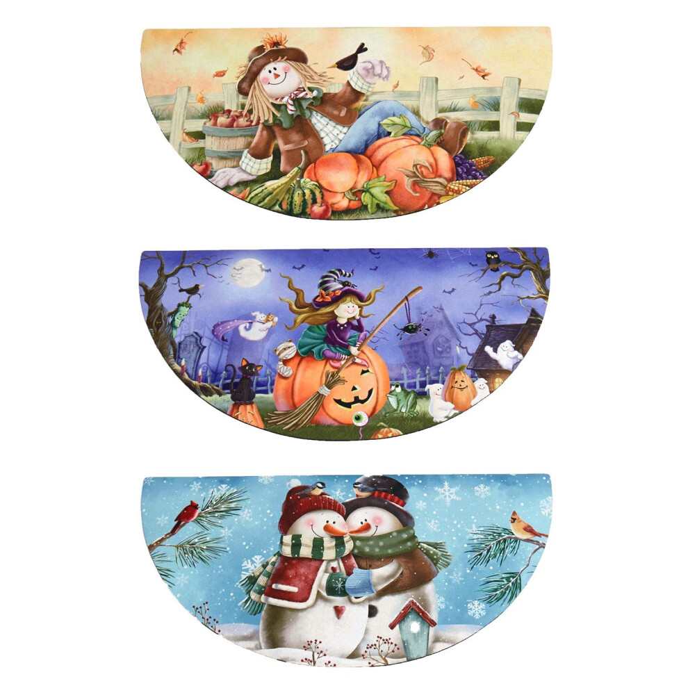 Collection de paillassons saisonniers interchangeables - Ensemble de 3 paillassons automne/hiver