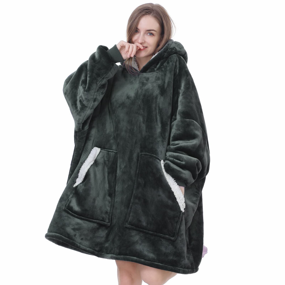 Kipswiza Couverture portable surdimensionnée en polaire Sherpa à capuche Couverture épaisse et chaude pour femme adulte Maman G