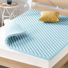 Colch   n de espuma viscoel   stica de 2 pulgadas con dise   o de caja de huevos y gel refrescante, color azul, tama   o Queen