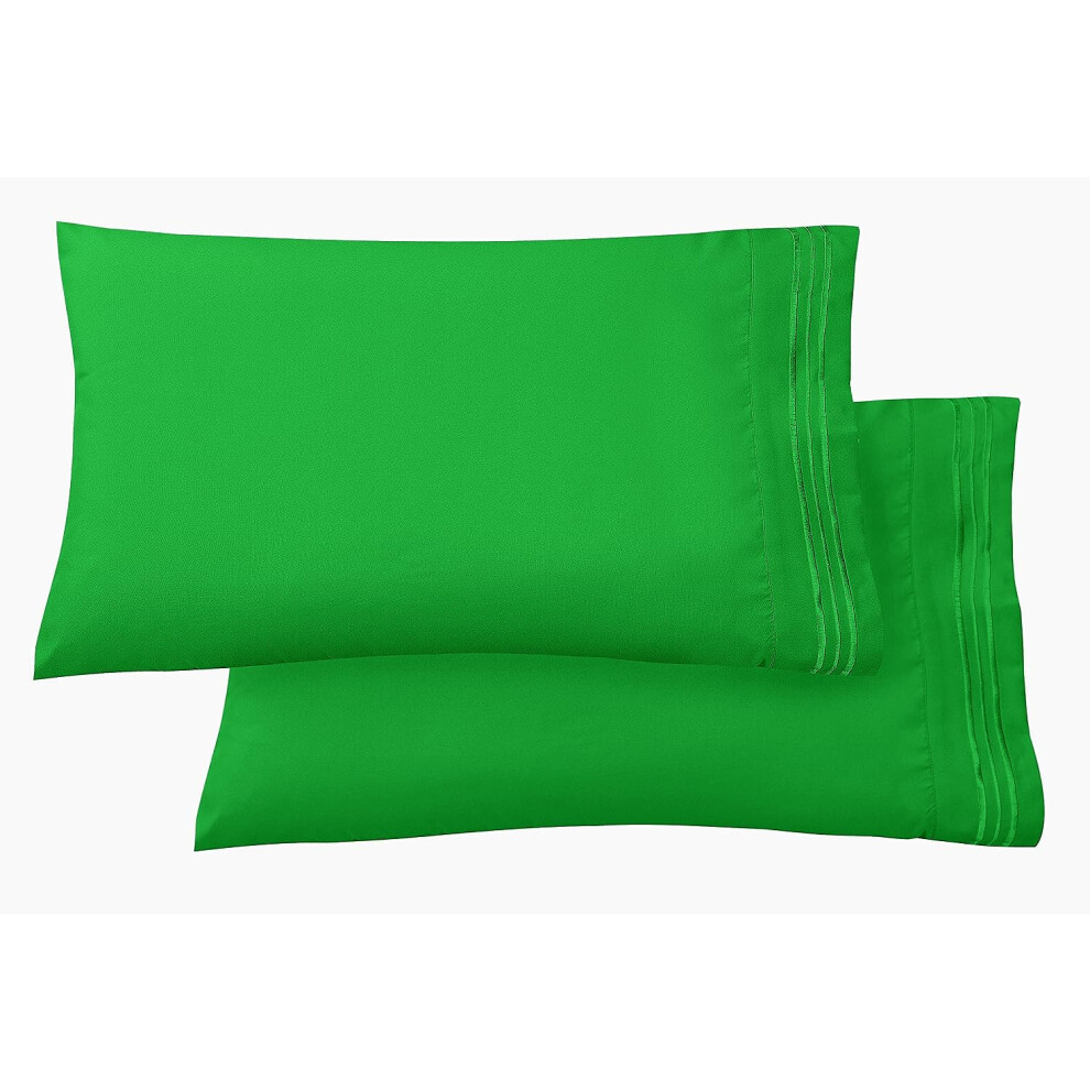 Elegant Comfort Set Di 2 Federe Di Lusso Ultra Morbide, In Microfibra Spazzolata Di Alta Qualità, 1500, Di Alta Qualità, Resistente Alle Pieghe, King Size, Verde Smeraldo-image