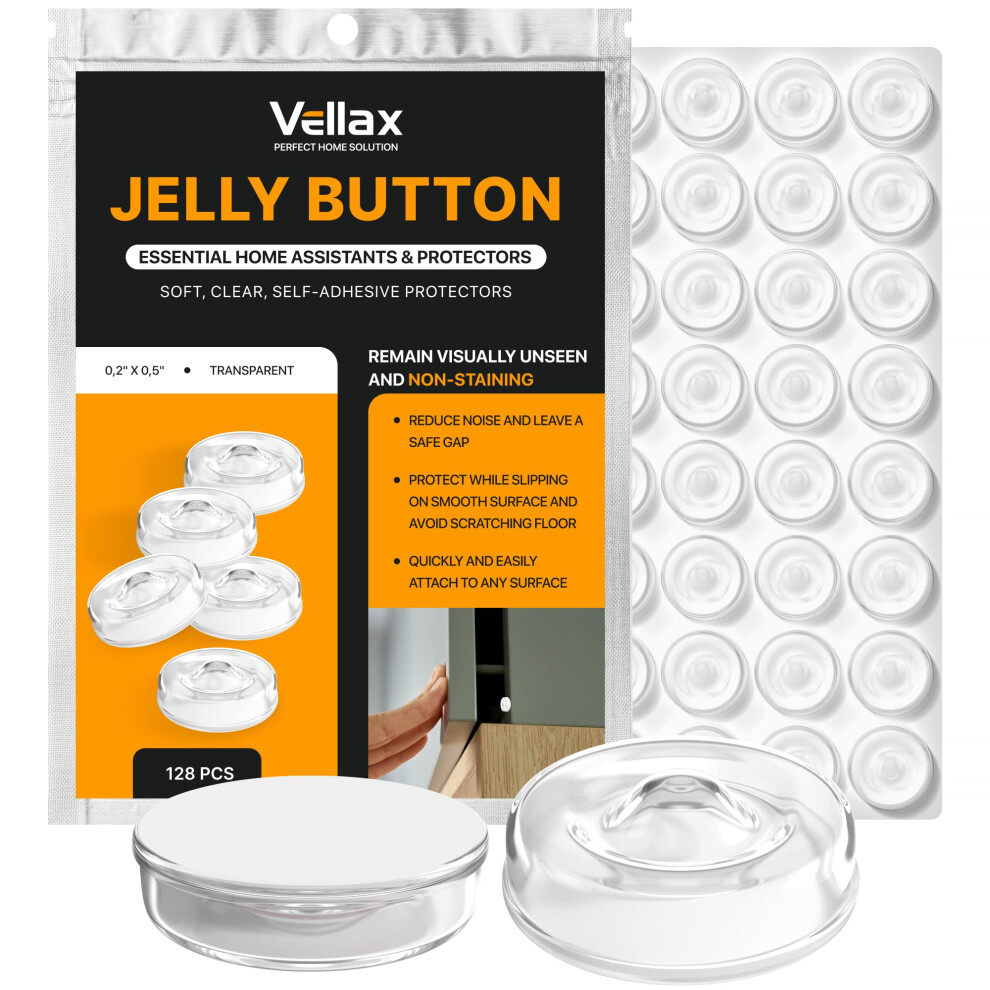 Vellax Self Adhesive Cabinet Door Bumpers - 128 Pcs Sticky Silicone Cl 850029655213