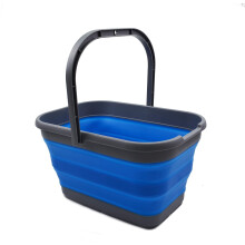 SAMMART 12L (3.1 Gallon) Fällbar Rektangulär Praktisk Hink (1, Mörkgrå/Blå)