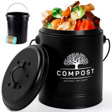 Perfnique Kitchen Compost Bin 13 Galloni Compost Bin da banco con coperchio Compost Bin per interni Include rivestimento interno e