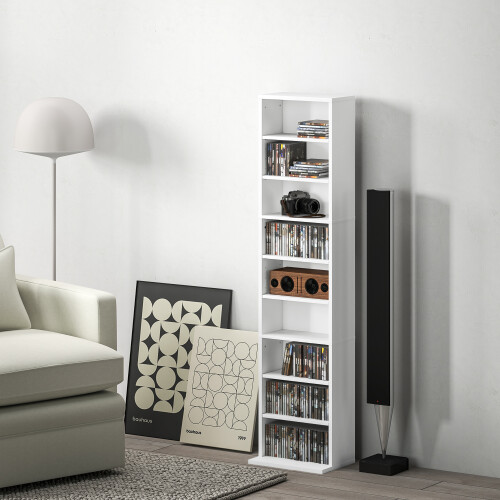 Homcom HOMCOM 260 CD Storage Unit 120 DVD Storage Tower with 9 Compartments White