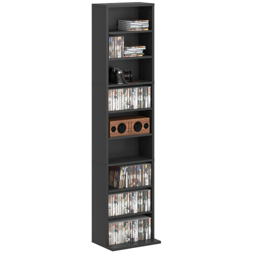 Homcom HOMCOM 260 CD Storage Unit 120 DVD Storage Tower with 9 Compartments Black 1