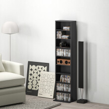 HOMCOM 260 CD Storage Unit 120 DVD Storage Tower with 9 Compartments Black