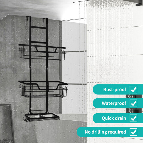 Over Door Hooks Hanging Bathroom Shower Caddy Tidy Storage Rack 2