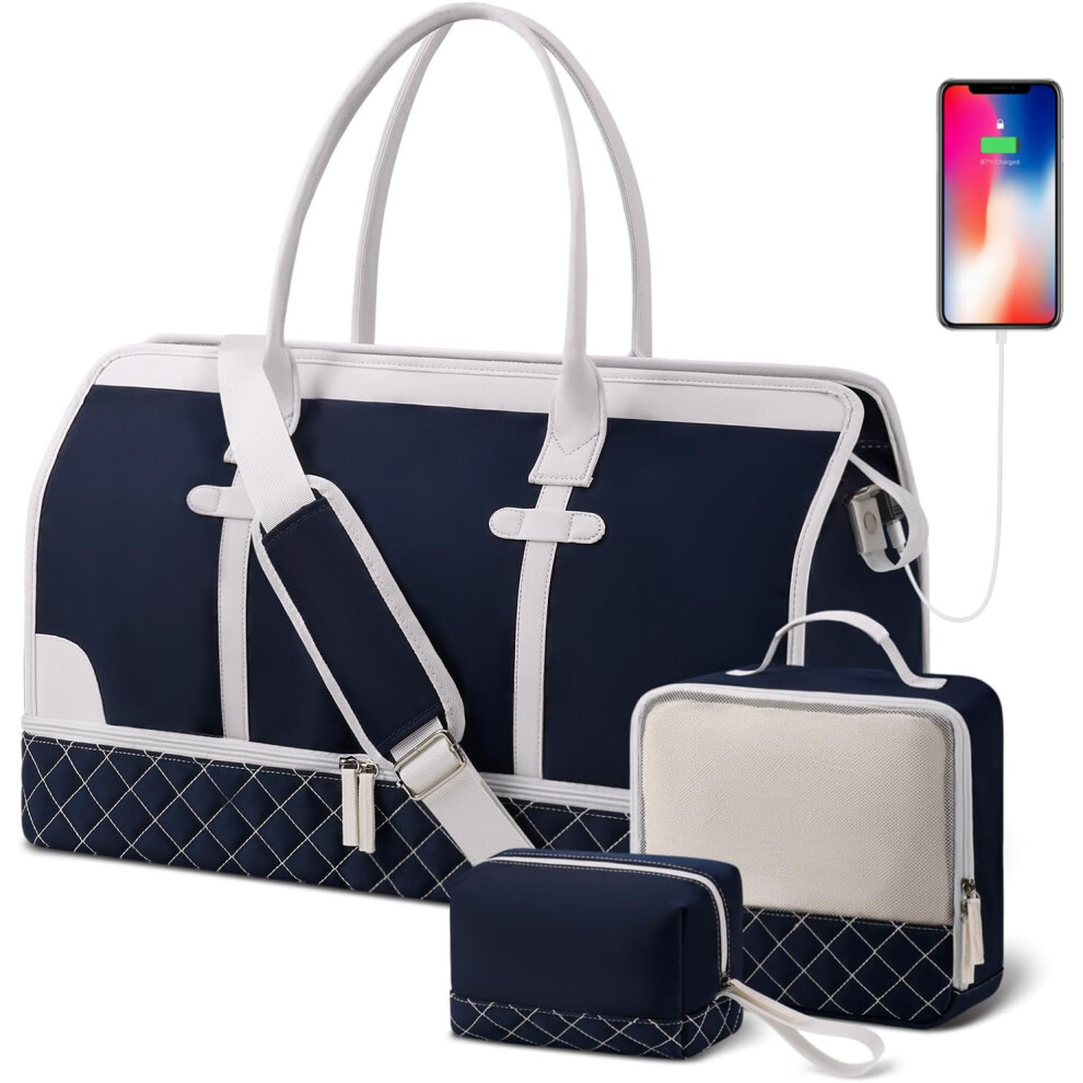 (M, Blue) Weekend Overnight Bag for Women