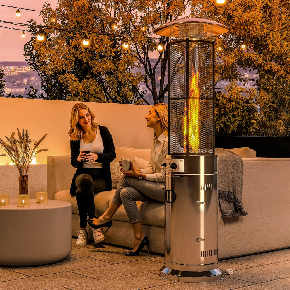 Outsunny 11 Kw Patio Heater, Propane Heater With Tip-Over Switch, Silver