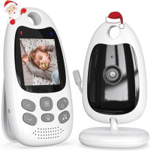 Video Baby Monitor with Camera, Two-way Audio, No WiFi, ECO Mode, 720P, Night Vision, Battery, 8 Lullabies, Feeding Reminder, Smart Temperature Sensor