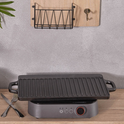 45cm Non-Stick Cast-Iron Reversible Griddle Pan Frying and Grilling 1