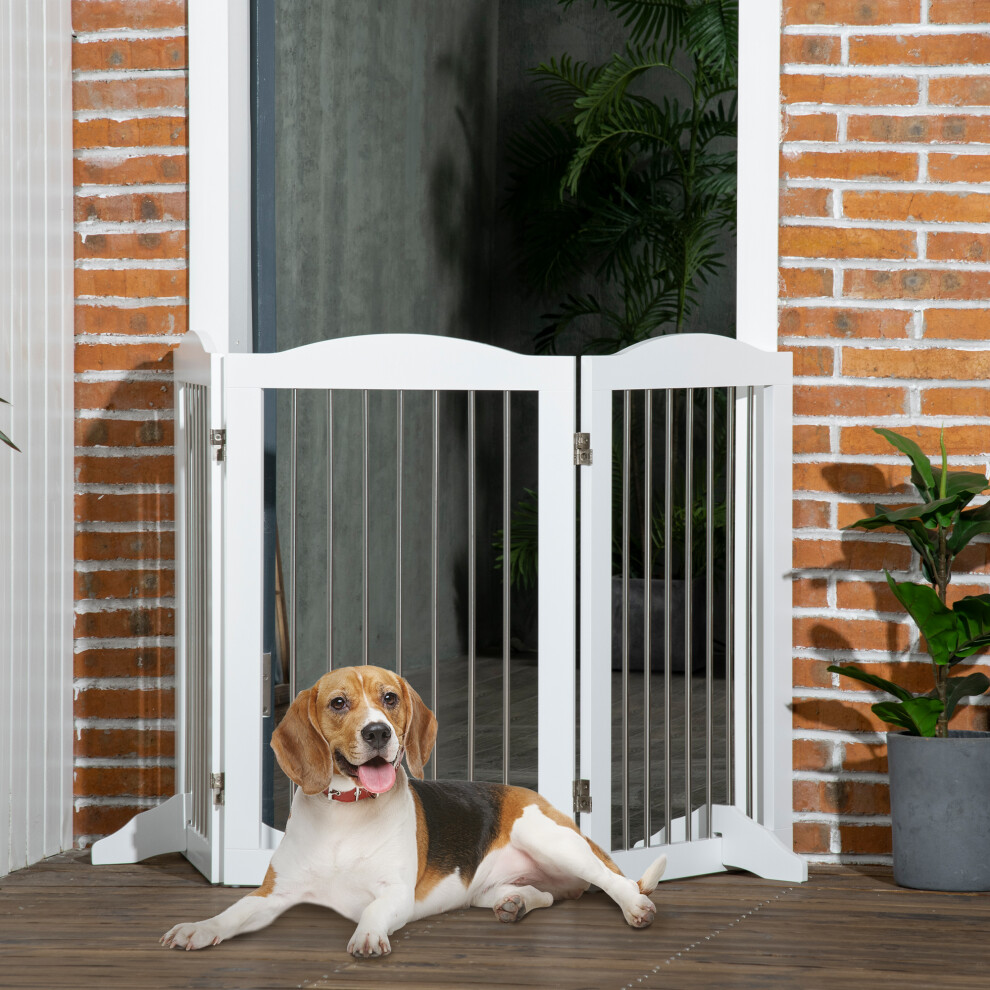 Pawhut Foldable Dog Gate, Freestanding Pet Gate With Two Support Feet