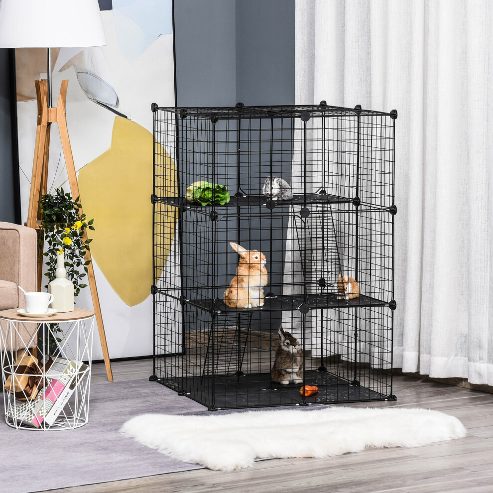 Pawhut Pet Playpen Diy Small Animal Cage For Kitten Bunny Chinchilla Pet Mink