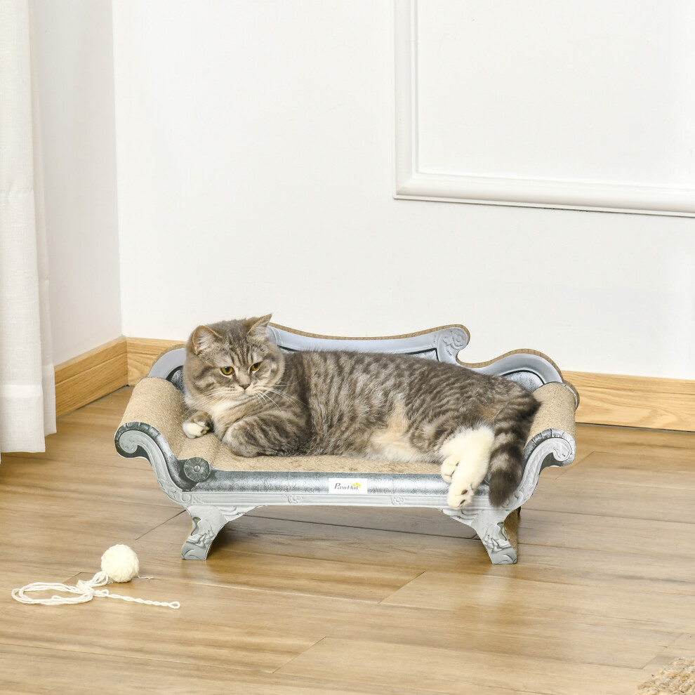 Pawhut Cat Scratcher Lounger Cardboard Kraft 60X29x26.5cm White