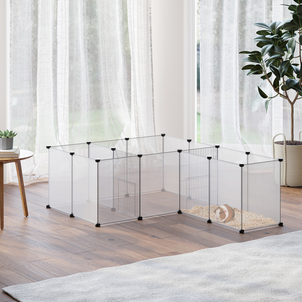 PawHut Pet Playpen, 18 Panels DIY Small Animal Cage, for Guinea Pigs, Hegehogs