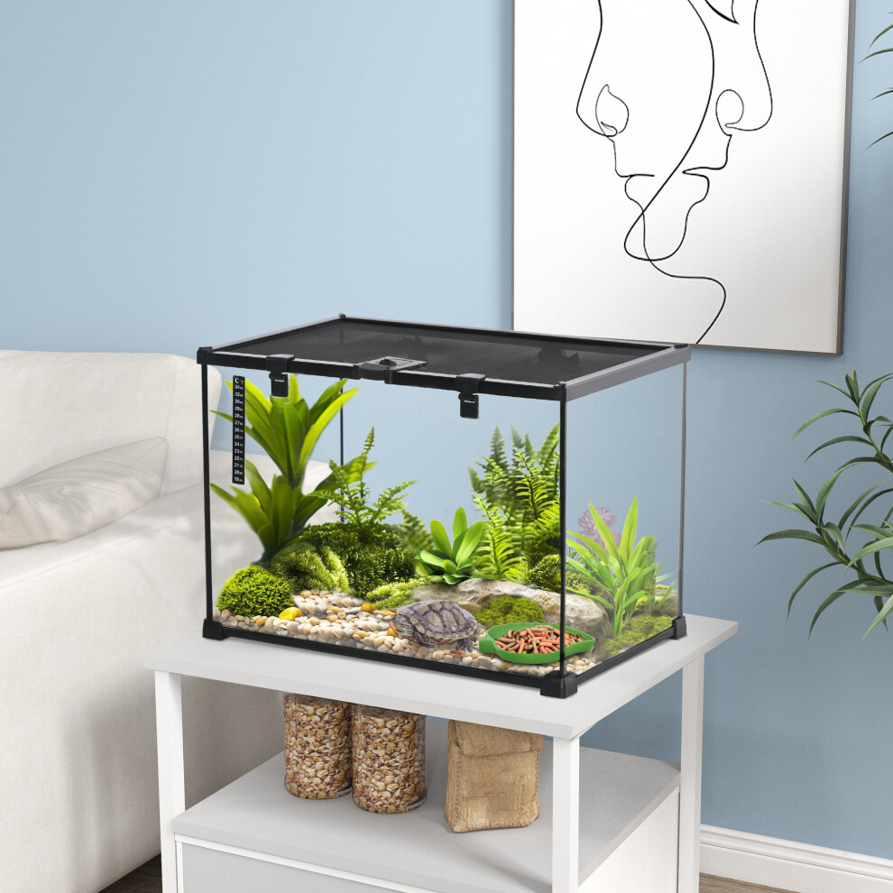 PawHut Glass Reptile Terrarium Habitats for Lizards, Frogs, Snake 50 x 30 x 35cm