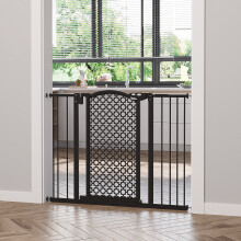 PawHut 74-105cm Pet Safety Gate - Pressure-Fit, Double Lock, Black, D06-120V01, Auto-Close, 2 Extensions