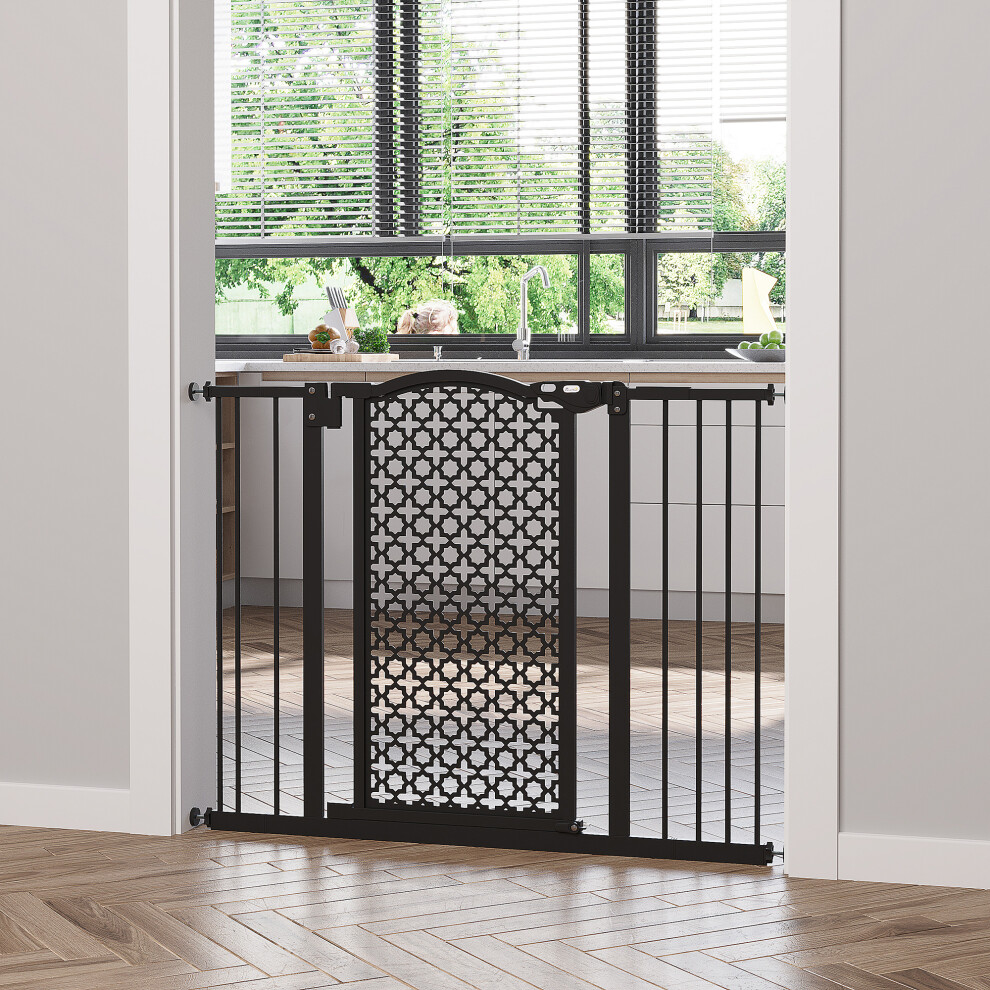 Pawhut Black Pet Safety Gate Barrier Stair Pressure Fit Double Locking For Doorways In - Image 7