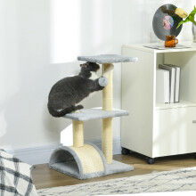 PawHut 72cm Cat Tree Tower with Scratching Post Perch, Indoor, Light Grey