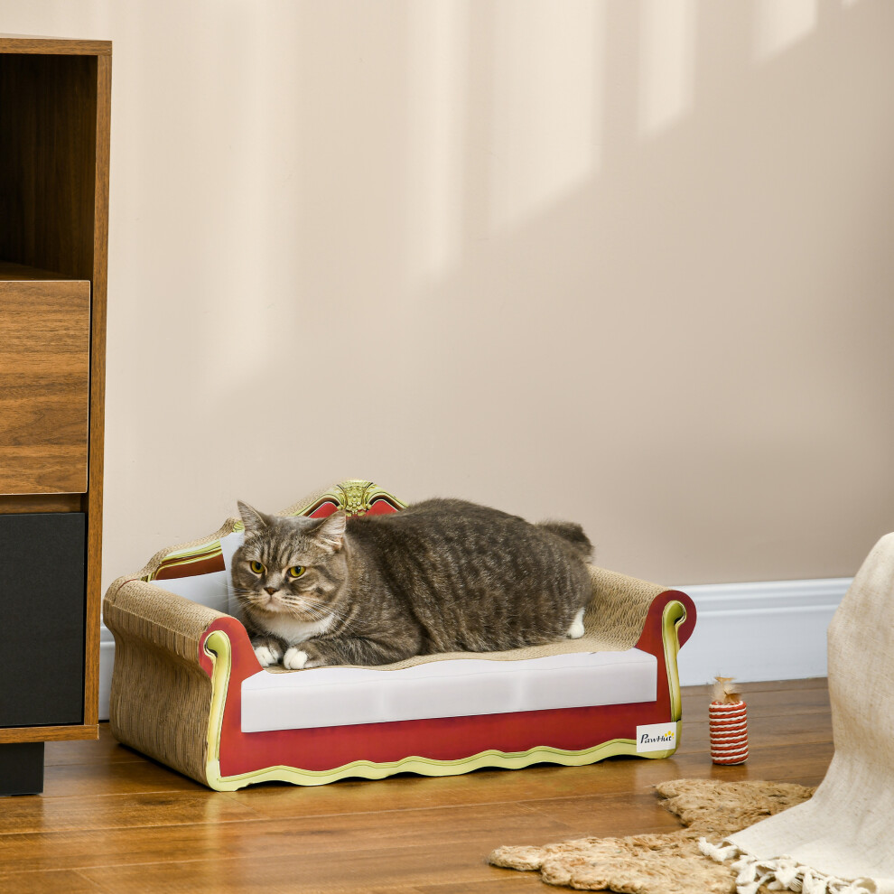 Pawhut Cat Scratching Board, Cardboard Lounge Sofa With Catnip, 58 X 29.5 X 29Cm