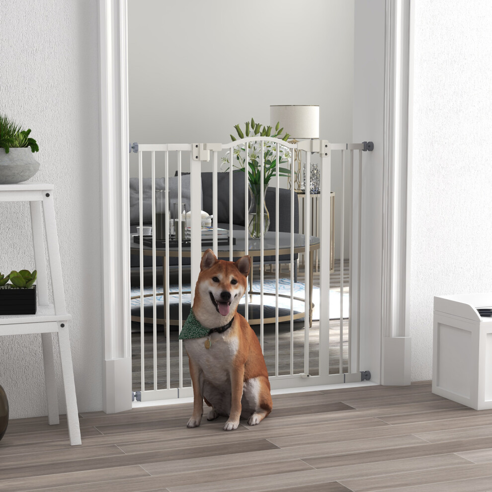 Pet Gate Safety Adjustable Metal 74-100cm Barrier Auto-Close Door White - Image 6