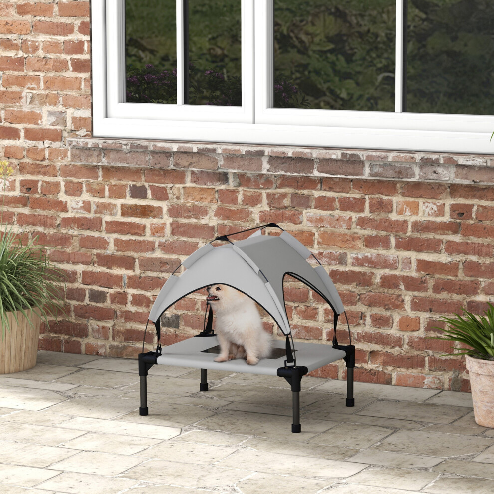 PawHut Cooling Raised Dog Bed w/ Breathable Mesh, for Mini, S Dogs - Light Grey