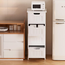 Chest of Drawers, Bathroom Floor Cabinet Unit with 4-Drawer Floor for Bedroom Living Room Kitchen Office Hallway, 81cm, White