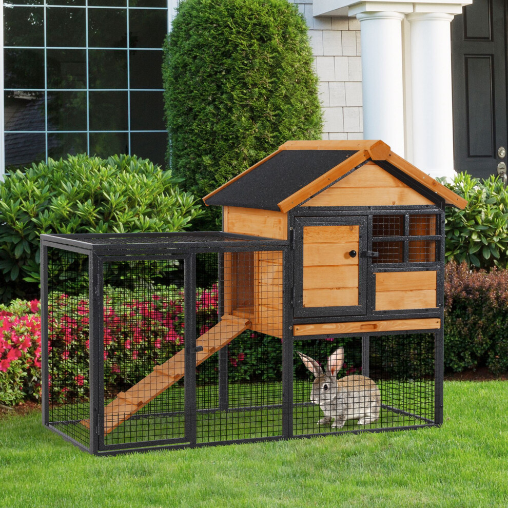 B&Q - Wood-Metal Rabbit Hutch Elevated Pet Enclosure 122 X 63 X 92Cm - Image 4