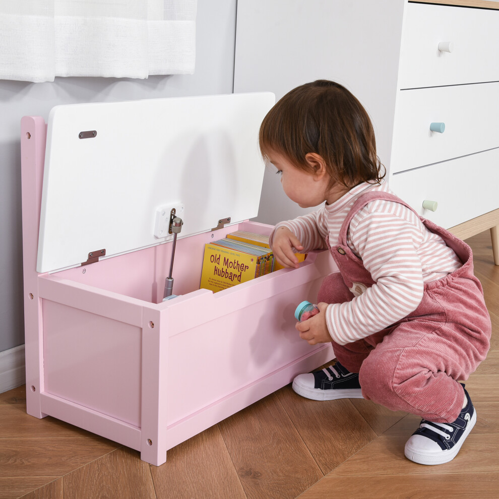 2 In 1 Wooden Toy Box, Kids Seat Bench Storage Chest, 60 x 30 x 50cm
