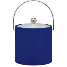 Royal Blue 3 Qt. Ice Bucket Chrome Bale Handle Chrome Round Knob Frosted Vinyl Lid