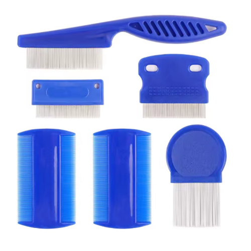 6 Pcs/set Pet Flea Comb Stainless Steel Head Lice Comb 1