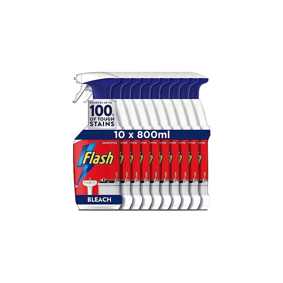 Flash Multi Purpose Bleach Cleaning Spray Cleaning Products For Hard Surfaces Kitchen Cleaner Spray 8 L 800ML x 10 Multi Surface Cleaner