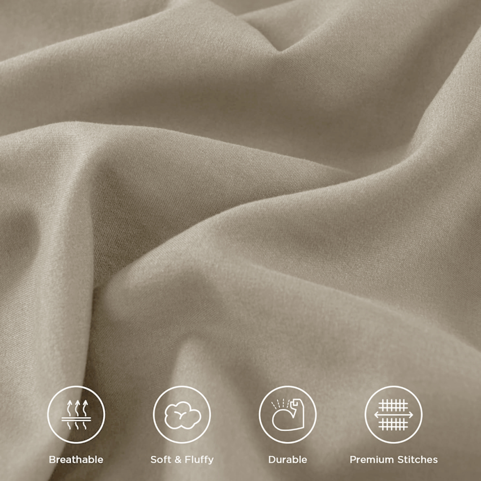 (Beige, Single) Ruffled Duvet Cover Set