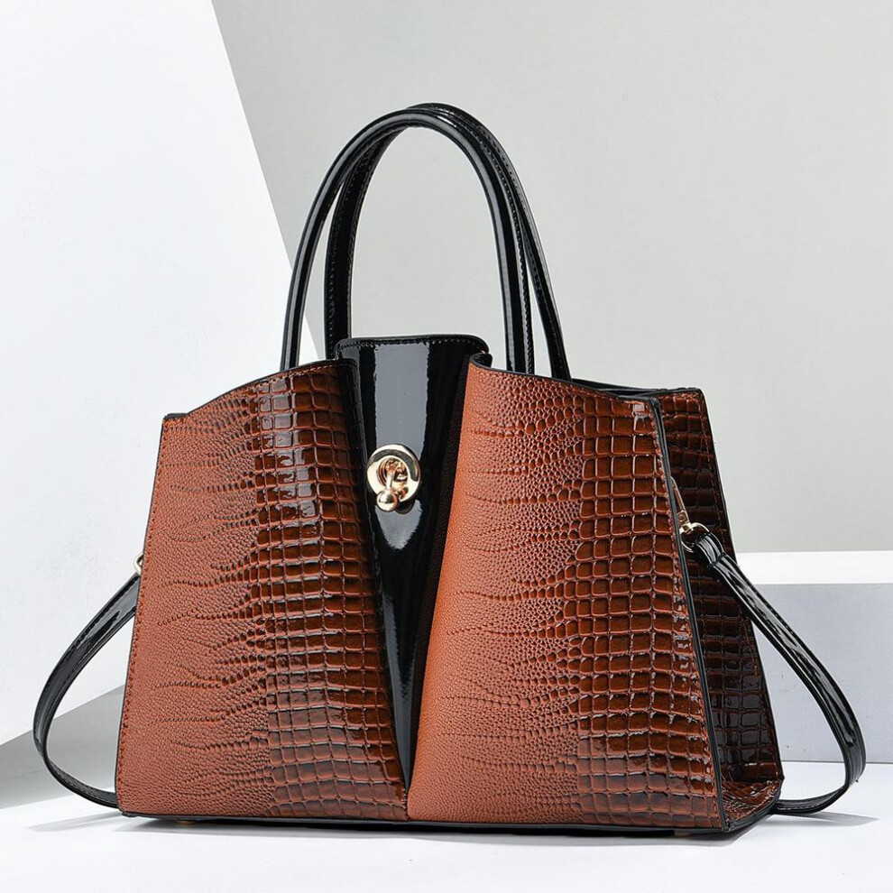 (as the picture) Women&apos;s Top Handle Handbags Purse Crocodile Pattern Faux Leather Tote Bags Satchel Bags Zipper Handbag Work Business Vintage Shoulder Bag For Wom