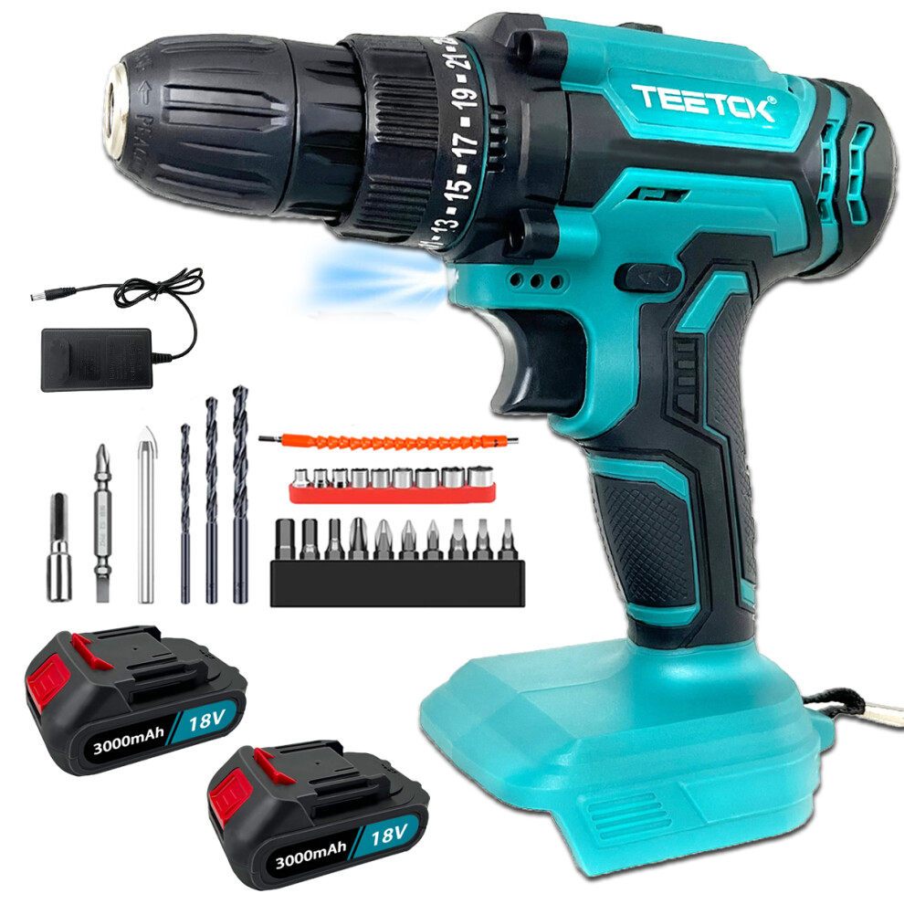 CORDLESS DRILL DRIVER ELECTRIC SCREWDRIVER 2 BATTERY 3.0A COMBI SET