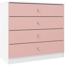 Denver 4 Drawer Chest of Drawers Pink Gloss Metal Drawer Runners and Handles