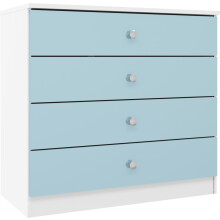 Denver 4 Drawer Chest of Drawers Blue Gloss Metal Drawer Runners and Handles