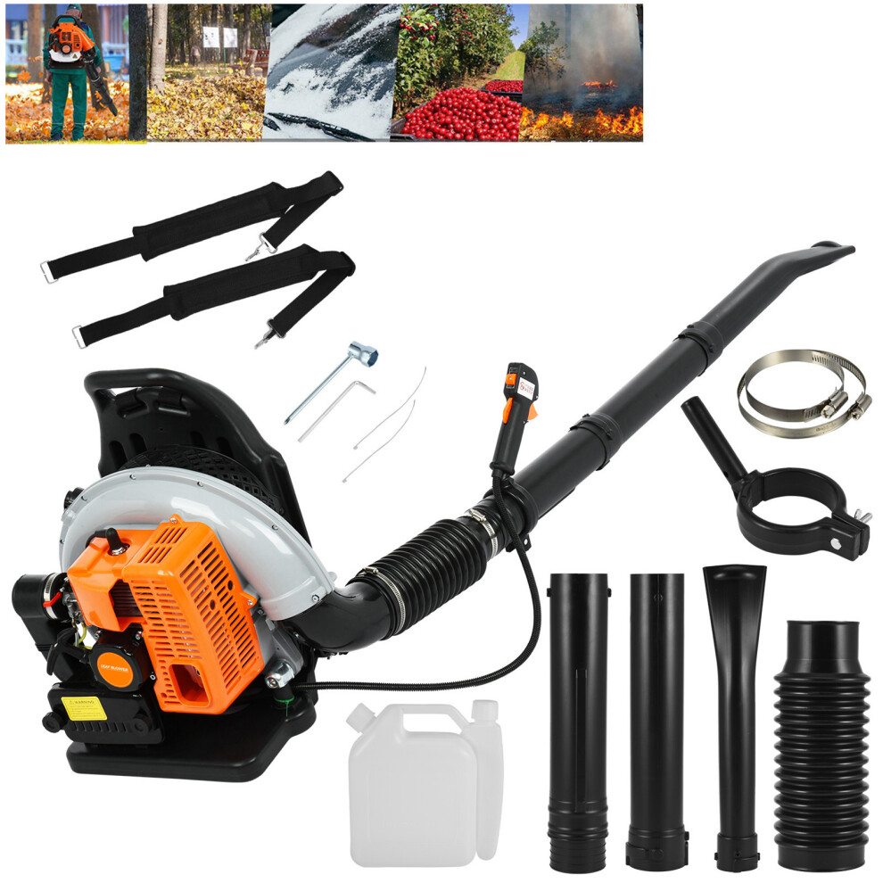 6800 RPM 2-Stroke Cordless Leaf Blower with 52cc Gasoline Engine , Backpack Leaf Blower, Garden Blower for Lawn Care and Yard Cleaning