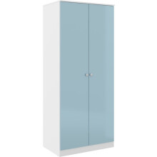 Denver 2 Door Wardrobe Blue Gloss Metal Hinges and Handles