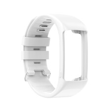 Watch Strap Silicone Watch Band for Polar A360 A370 Watch Repair Part Replacement Wristband Steel Buckle Watchband (White)
