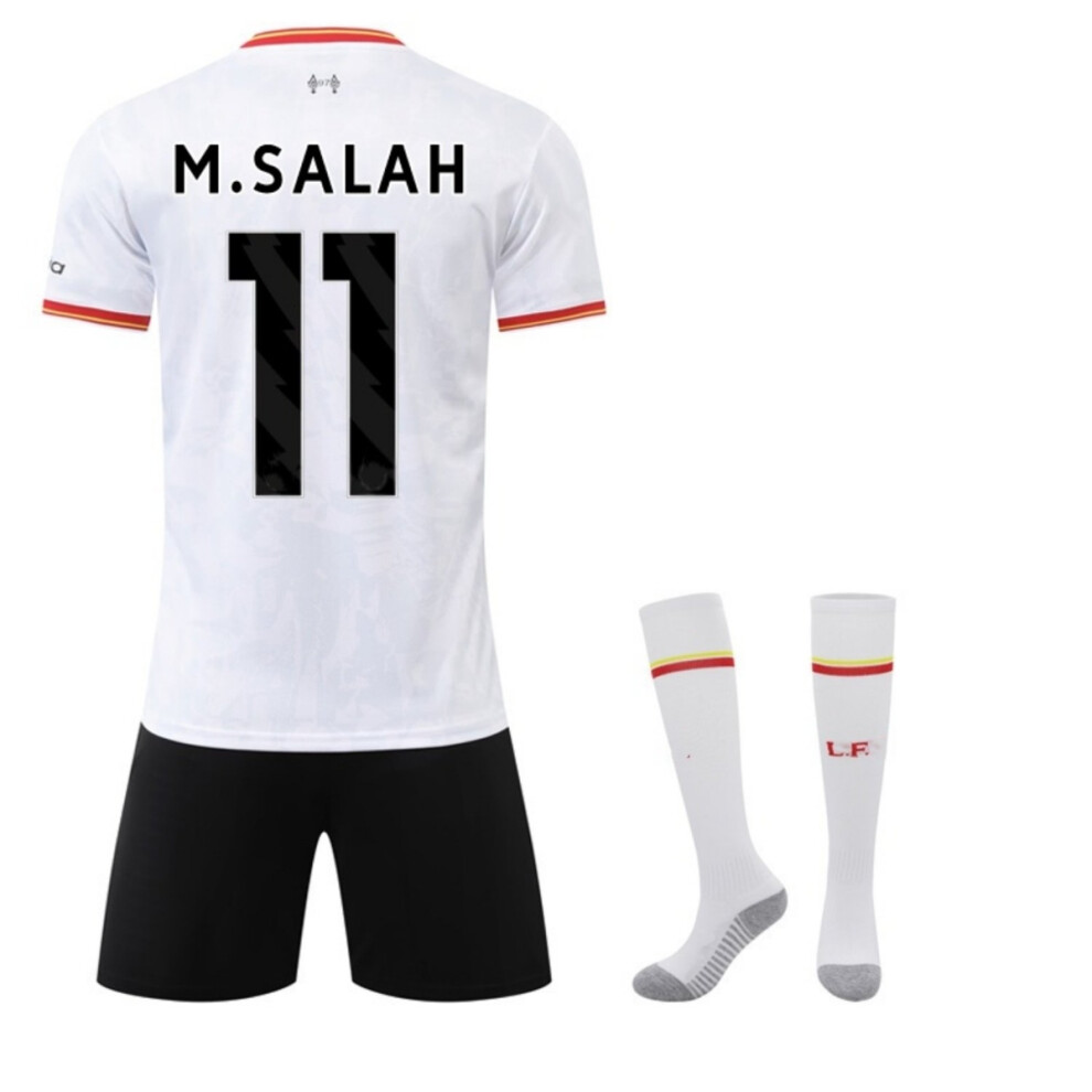 (S(165-170CM)) Customizable 24/25 2nd Away White Activewear No.11 M Salah Football Fans Training Short-sleeved Shorts Set For Boys And Adult