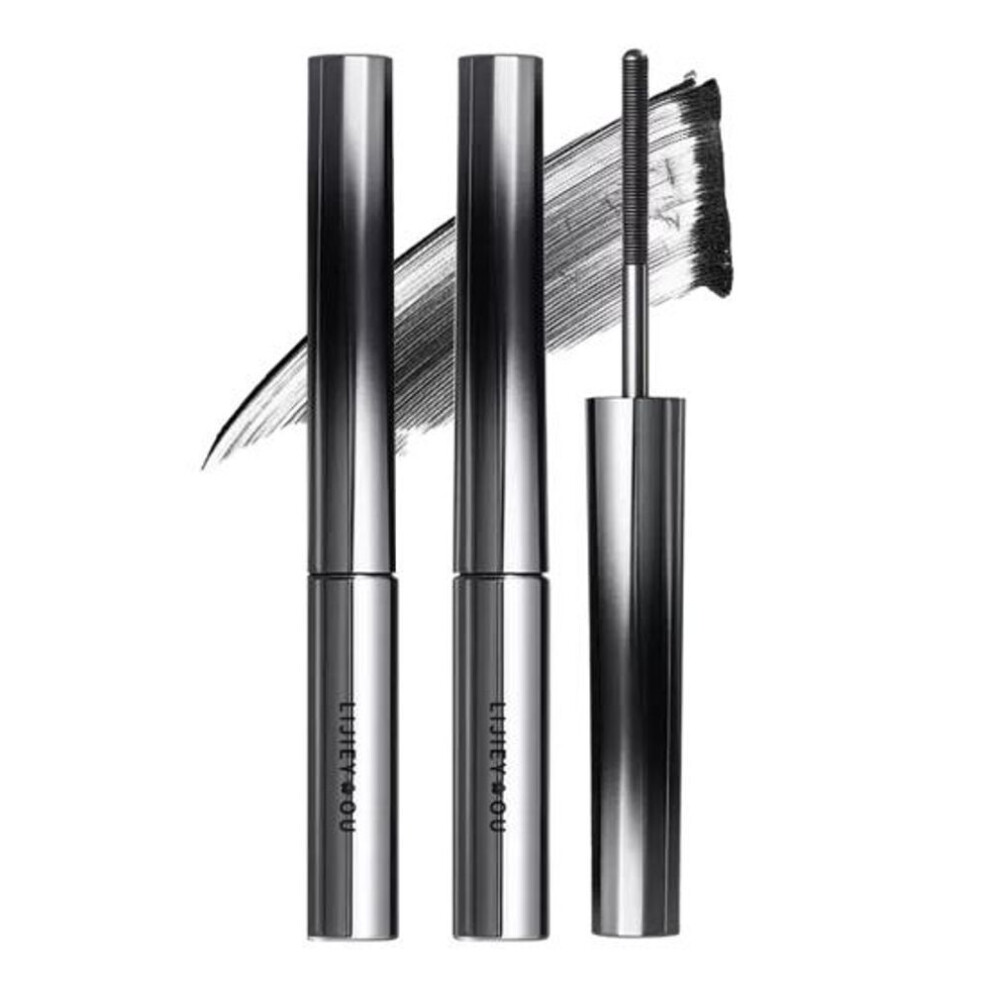 (A) 2pcs Waterproof Liquid Mascara With Washable Brush Head Quick Drying 3D Curling Lash Mascara Non-smudge & Long Lasting Natural Lengthening Bristle