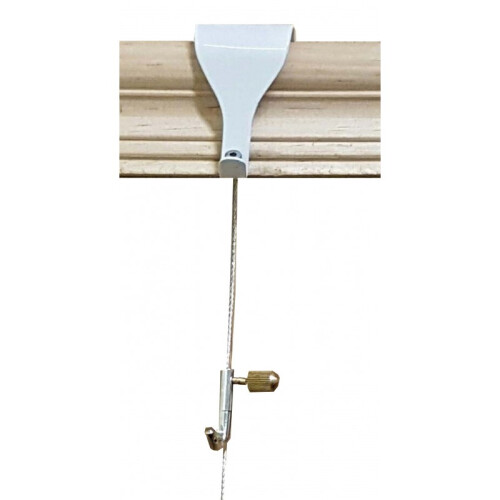 (White, 2 Meter) Picture Hanging Moulding Hook Steel Cable kit