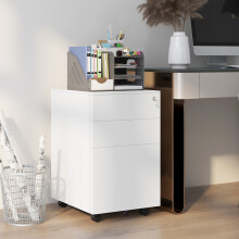 Vinsetto File Cabinet with Lock Hanging Bar for Letter A4 Legal Size White