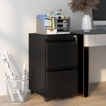 Vinsetto Steel File Cabinet with Locking Top, 2 Drawers & Adjustable Hanging Bar for Letter, A4, Legal - Black 924-069V00BK