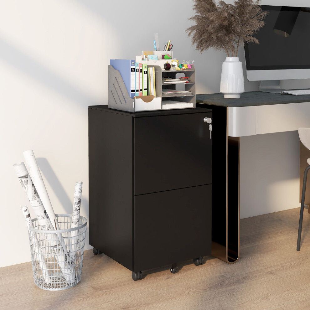 Vinsetto Steel File Cabinet With Hanging Bar For Letter A4 Legal Size Black