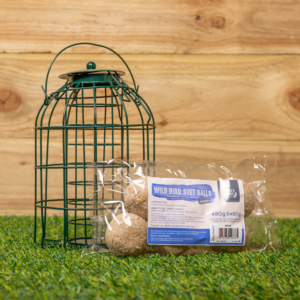 Samuel Alexander Bird Fat Ball Feeder With Squirrel Guard & Pack Of 6 Suet Fat Balls