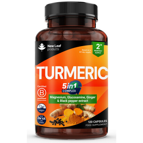 New Leaf Product Turmeric 5In1 Complex + Magnesium, Glucosamine, Ginger & Black Pepper