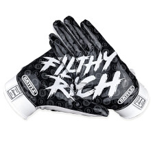 Battle Sports Filthy Rich Wide Receiver Football Gloves - Adult and Youth Football Gloves - Ultra Stick Gloves - Adult Large, Black