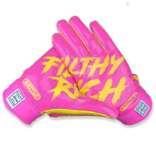 Battle Sports Filthy Rich Wide Receiver Football Gloves - Adult and Youth Football Gloves - Ultra Stick Gloves - Adult X-Large, Lemonade